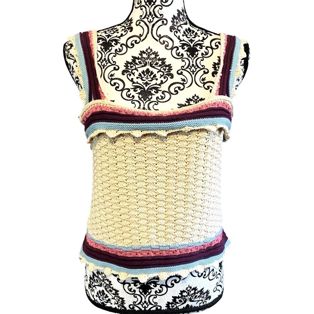 Andrew Marc New York Women's Crocheted Multicolored Top Sz-L